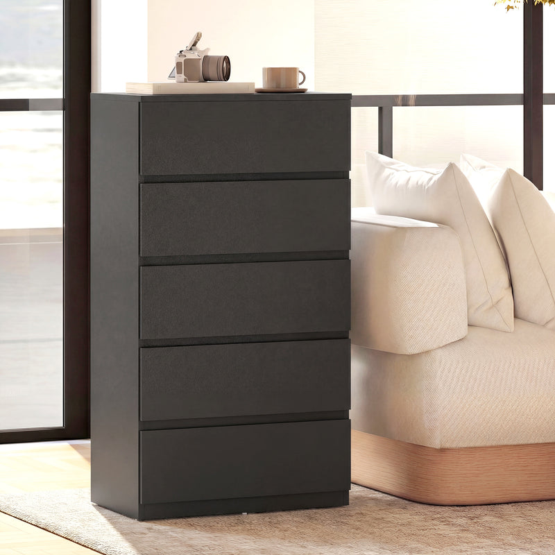 Chest of Drawers with 5 Spacious Storage Drawers for Bedroom Organisation Black AOSOM