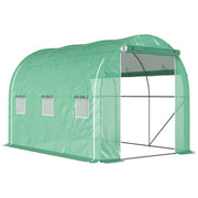 Large Steel Frame Polytunnel Greenhouse With Roll Up Door For Garden Growing Green AOSOM