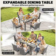 Garden Dining Set with Extendable Table and Stackable Chairs for Flexible Outdoor Seating Dark Grey Outsunny