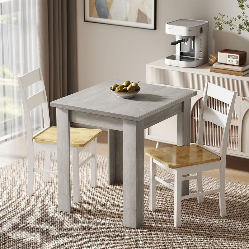 Extendable Dining Table for Small Spaces Seats 4 to 6 with Hidden Leaf Grey Wood Effect