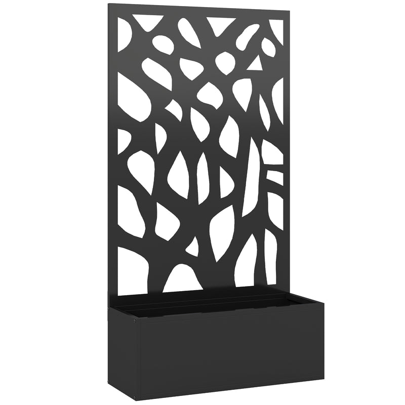 Raised Garden Bed with Trellis for Climbing Plants and Privacy Screen Black Outsunny