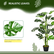 Artificial Monstera Cheese Plant Tree Set of 2 With 21 Leaves for Home or Garden Green