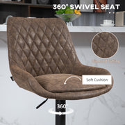 Set of 2 Retro Bar Stools with Adjustable Height and Footrest for Kitchen Island Brown