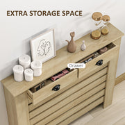 Radiator Cover with Slatted Front and Storage Drawer for Safe Family Homes Oak Homcom