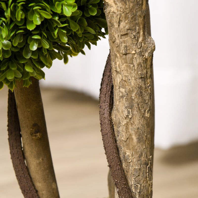 Set of 2 Artificial Boxwood Topiary Trees in Pots for Indoor and Outdoor Use Light Green
