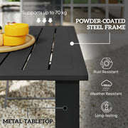 Black Rectangular Garden Dining Table for 6 with Parasol Hole and Steel Frame by Outsunny