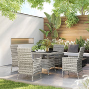 4 Seater Rattan Patio Dining Set With Cushions and Glass Table by Outsunny
