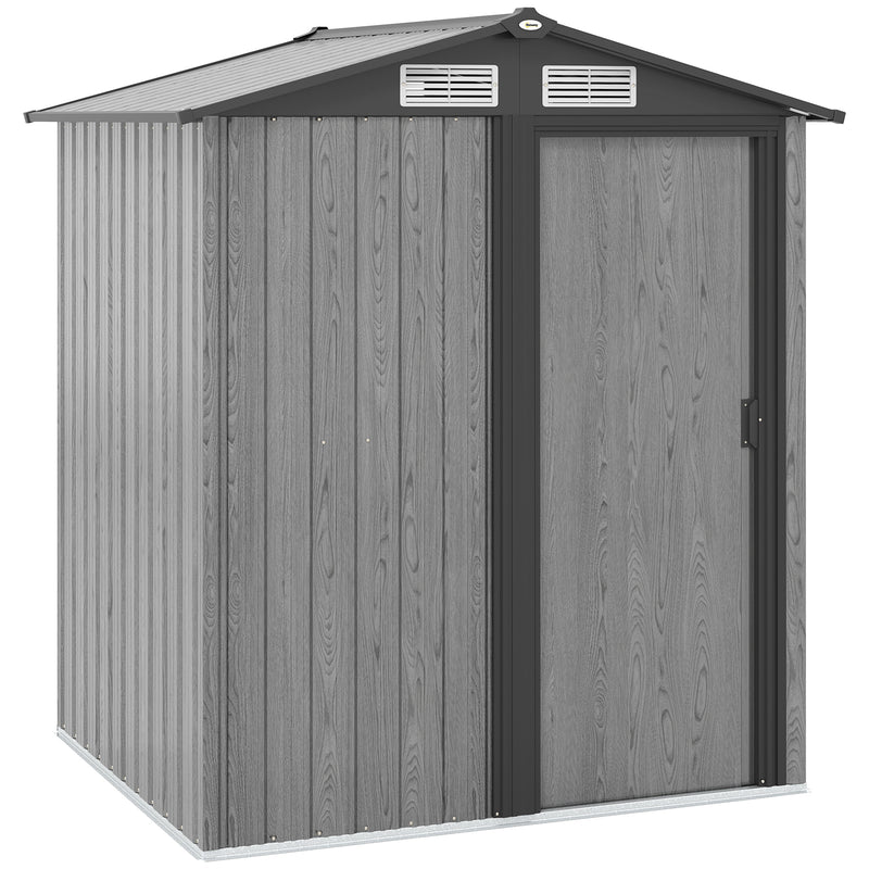 Grey 5ft x 4.3ft Outdoor Garden Storage Shed with Wood Effect Finish