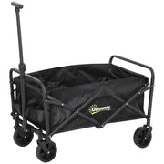 Black 62L Heavy Duty Folding Festival Trolley With Wheels and Adjustable Handle by Outsunny