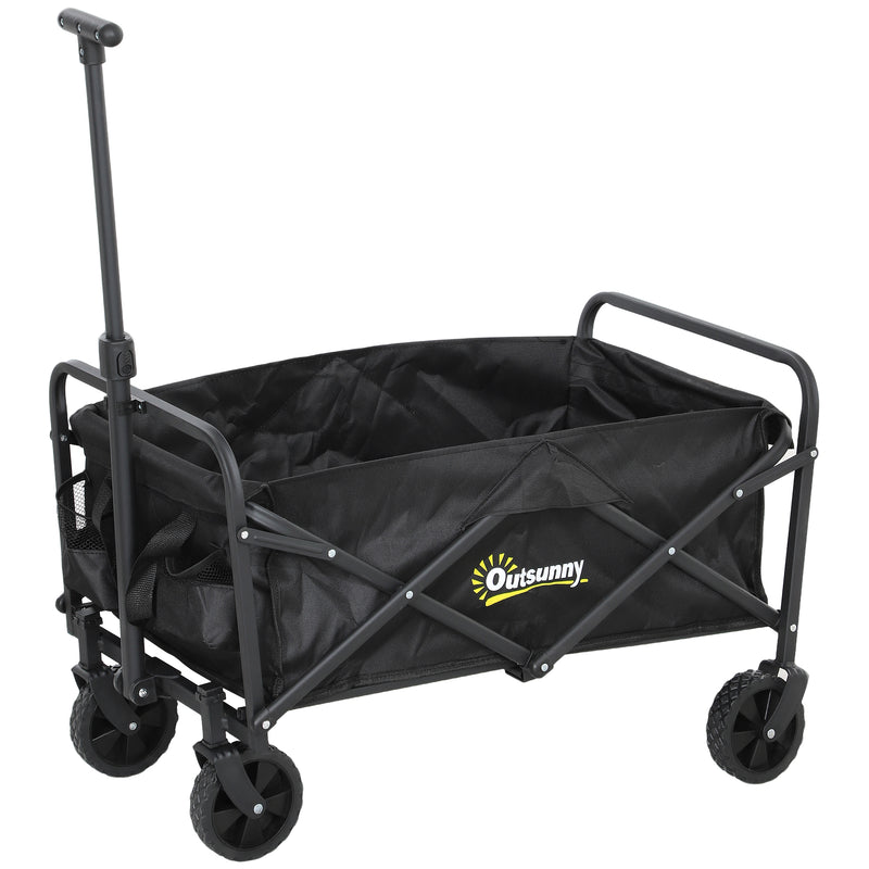 Black 62L Heavy Duty Folding Festival Trolley With Wheels and Adjustable Handle by Outsunny