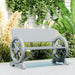 Grey 2 Seater Wooden Garden Bench with Wagon Wheel Design by Outsunny