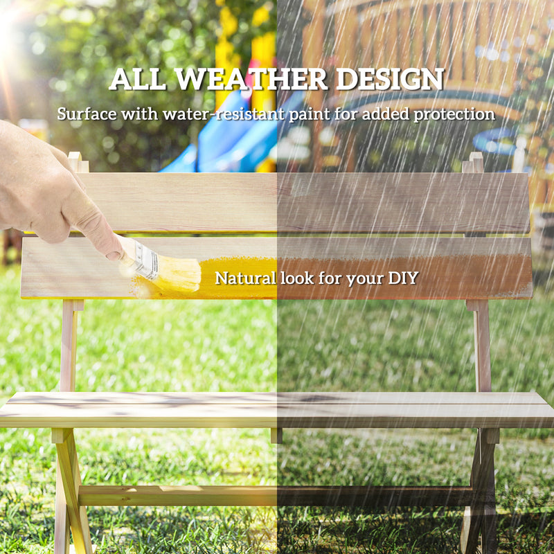 2 Seater Wooden Garden Bench Fir Wood Loveseat with Slatted Seat and Sloping Back by Outsunny