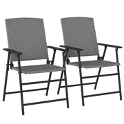 Set of Two Grey Folding Rattan Garden Chairs Lightweight and Durable by Outsunny