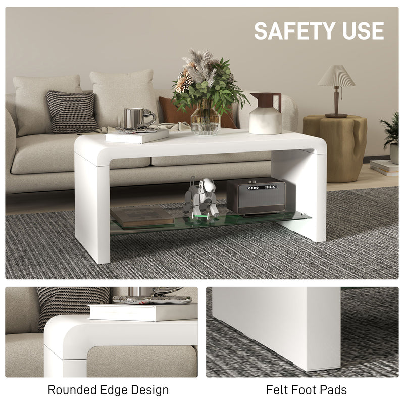 Curved White High Gloss Coffee Table Modern Design by HOMCOM