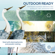 Crane Garden Ornaments Steel Statue Set 2 Piece Outdoor Decor for Patio Pond by Outsunny