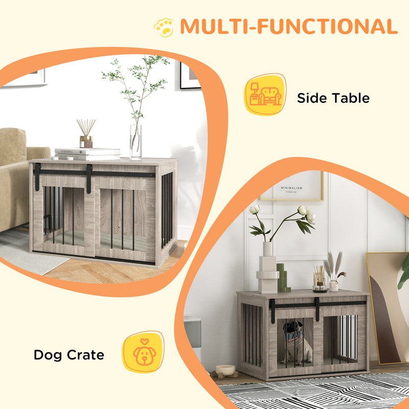 Dog Crate Furniture with Removable Cushion for Medium Pets Ideal as Side Table Brown