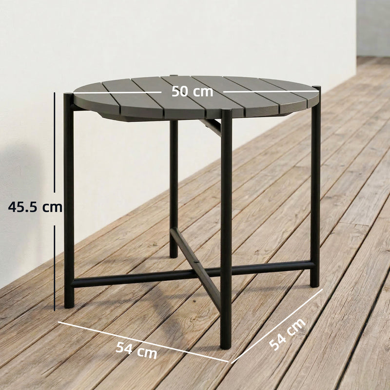 Outdoor Side Table for Garden or Patio with Weather Resistant Wood Top Dark Grey Black Outsunny