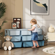 Kids Storage Organiser Unit with 9 Removable Bins for Toys and Clothes Blue