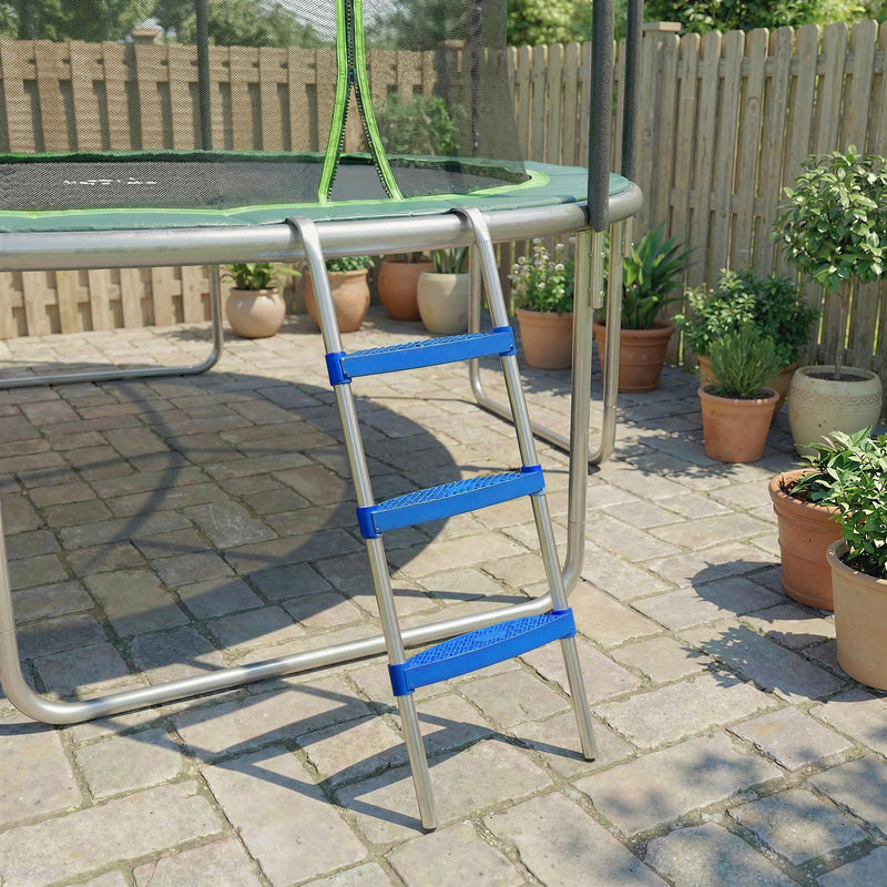 Trampoline Ladder for Safe Garden Access with Non Slip Steps and Stable Base Blue AOSOM