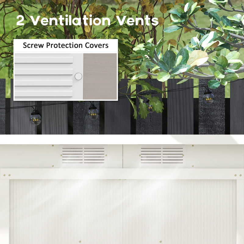 Light Grey 9x4ft Metal Garden Storage Shed With Vents Ideal For Tools And Equipment