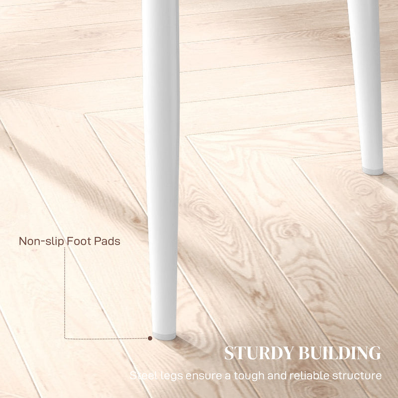 Set of 6 White Faux Leather Dining Chairs With Cushioned Seats For Modern Kitchens