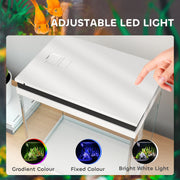 14L Glass Fish Tank with Filter System LED Lights and Water Pump White by PawHut AOSOM