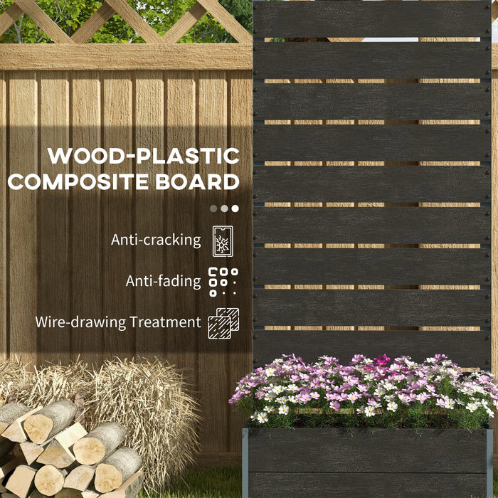 Black Garden Planter Box with Back Trellis 34 x 69.5cm by Outsunny