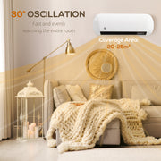 2000W Wall Mounted Ceramic Electric Heater With Fan and Thermostat Control, White