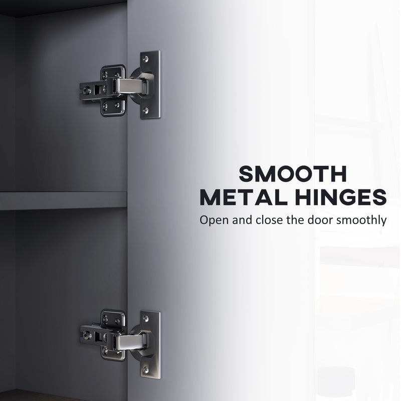 Grey Wall Mounted Bathroom Mirror Cabinet With 3 Doors and Storage by HOMCOM