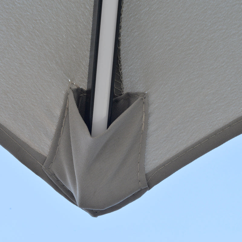 Light Grey 3m Cantilever Garden Parasol With Solar LED Lights And Double Roof Shade