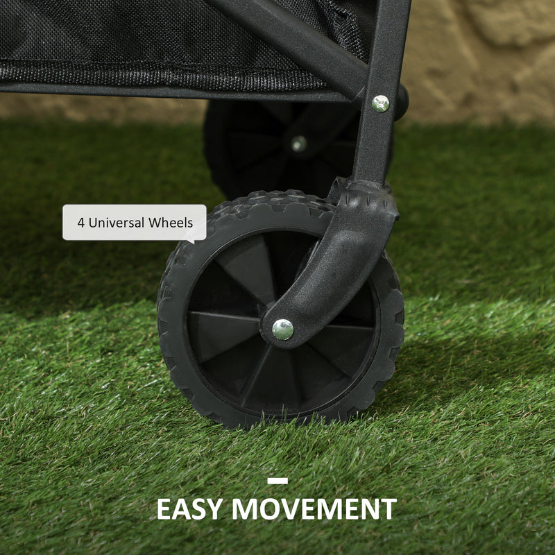 Black 62L Heavy Duty Folding Festival Trolley With Wheels and Adjustable Handle by Outsunny