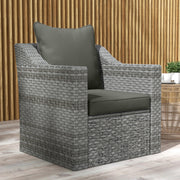 Charcoal Grey Seat and Back Cushion Set for Garden Chairs with Thick Padded Support