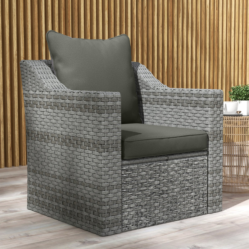 Charcoal Grey Seat and Back Cushion Set for Garden Chairs with Thick Padded Support