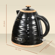 Black 3kW Rapid Boil Honeycomb Cordless Kettle for Fast Heating by HOMCOM