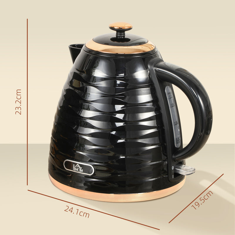 Black 3kW Rapid Boil Honeycomb Cordless Kettle for Fast Heating by HOMCOM