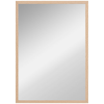 HOMCOM Wall Bathroom Mirror, 70 x 50 cm Wall-Mounted Mirror for Living Room, Bedroom, Hallway, Natural Wood AOSOM
