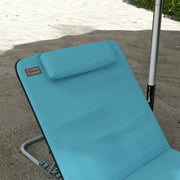 Set of 2 Blue Reclining Beach Chairs with Metal Frames for Garden Camping or Travel