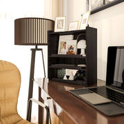 Four Tier Wooden Desktop Organiser With Storage Shelves For Home Office, Dark Brown