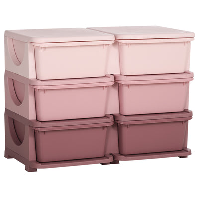 Kids Storage Unit with Six Fabric Drawers Ideal for Toys and Books Organisation, Pink