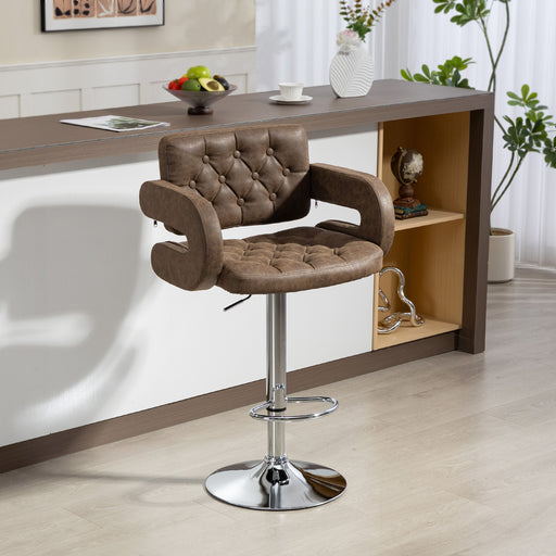 Height Adjustable Swivel Bar Stool with Backrest Armrests and Footrest for Kitchen Coffee