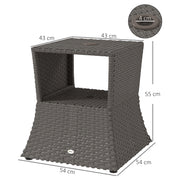 Rattan Garden Table with Parasol Hole and Storage Shelf for Outdoor Use Dark Grey Outsunny