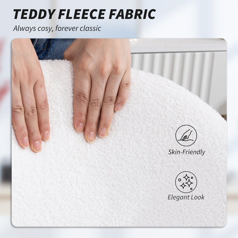 Teddy Fleece Swivel Office Chair With Wheels And Adjustable Height For Home Cream White AOSOM