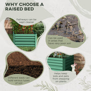 Galvanised Steel Raised Garden Bed With Reinforced Frame For Outdoor Planting Light Green AOSOM
