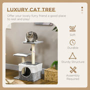 Multi Level Cat Tree with Sisal Scratching Posts Perches and Toy Mouse for Indoor Fun Grey
