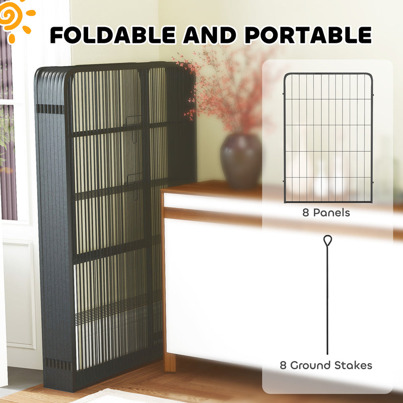 8 Panel Heavy Duty Dog Playpen with Door for Large Dogs 100cm High Indoor Outdoor by PawHut