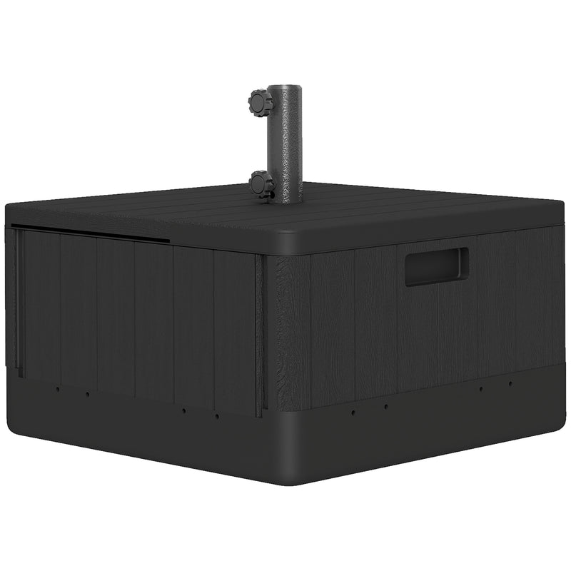Black Garden Parasol Base with Wheels and Handles Holds Up to 80kg by Outsunny