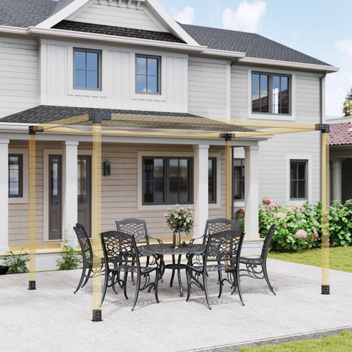 DIY Pergola Kit with 3-Way Corner Brackets and Post Base for 4x4 Timber Includes Screws by Outsunny