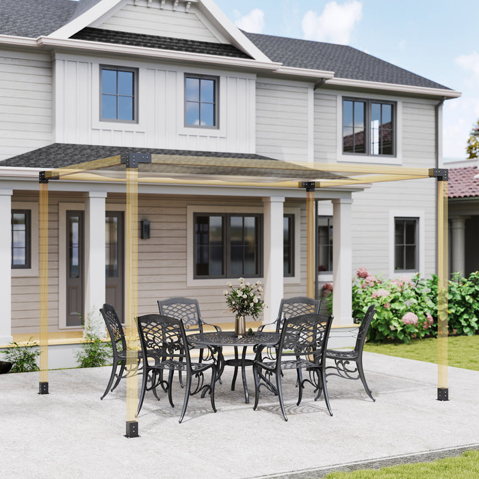 DIY Pergola Kit with 3-Way Corner Brackets and Post Base for 4x4 Timber Includes Screws by Outsunny