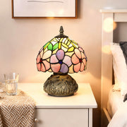 Tiffany Style Table Lamp with Dragonfly Base Handcrafted Stained Glass for Bedroom Pink