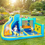 Children’s Inflatable Bouncy Castle With Slide and Water Play for Garden or Indoors Multicolour AOSOM